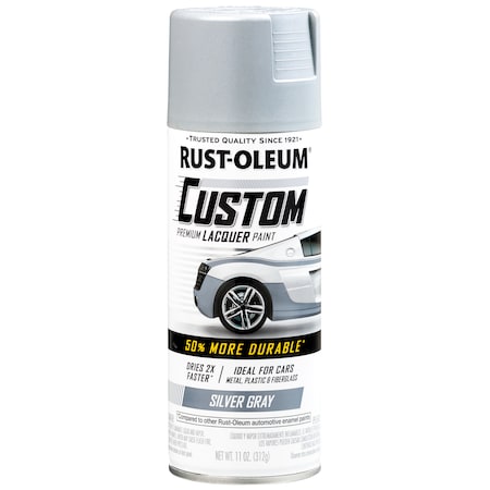 Automotive Premium Custom Lacquer Spray Paint, Matte Silver Gray, 11 Oz.